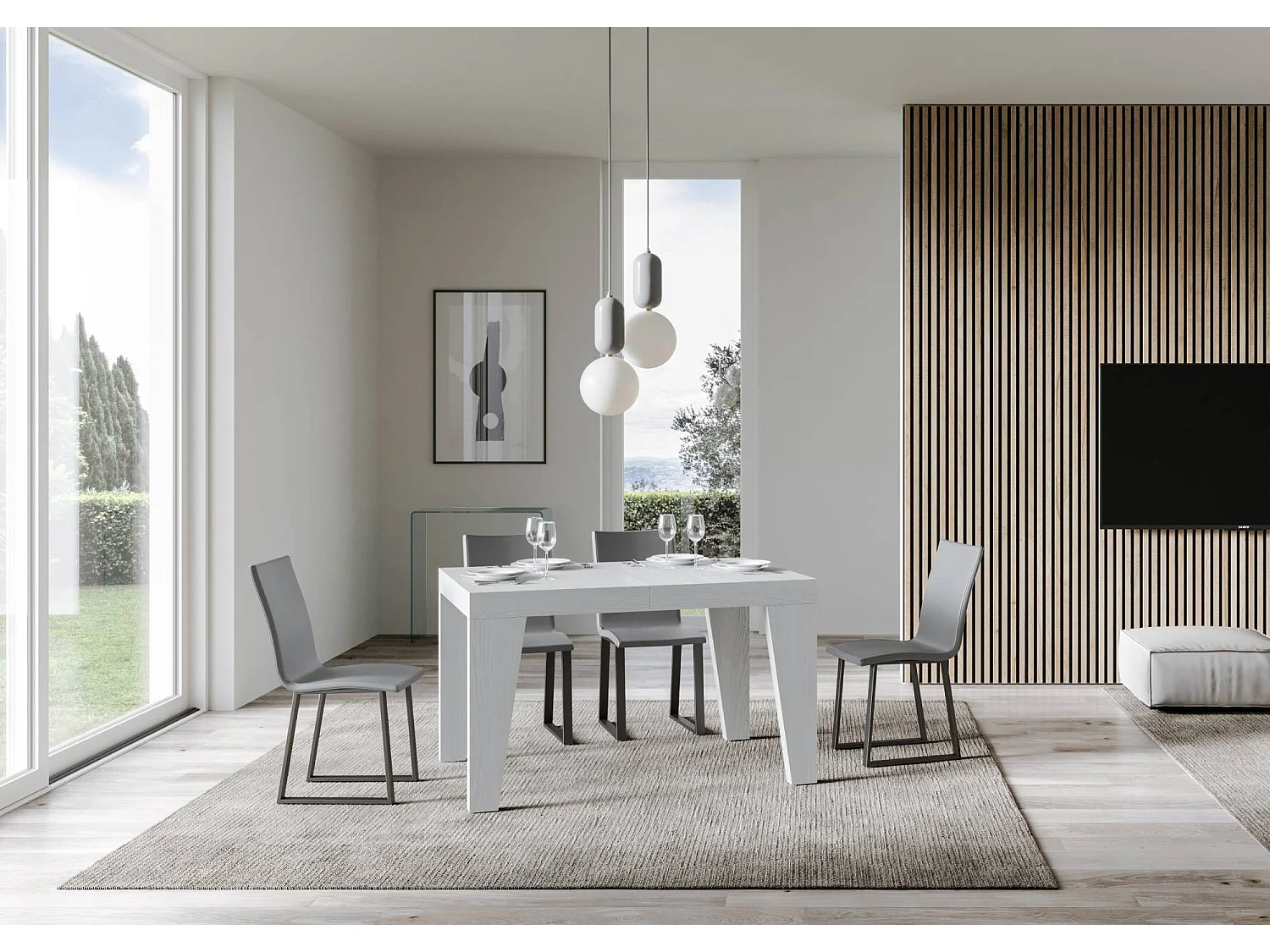 Table extensible 130/234x90 cm Naxy Premium frêne blanc
