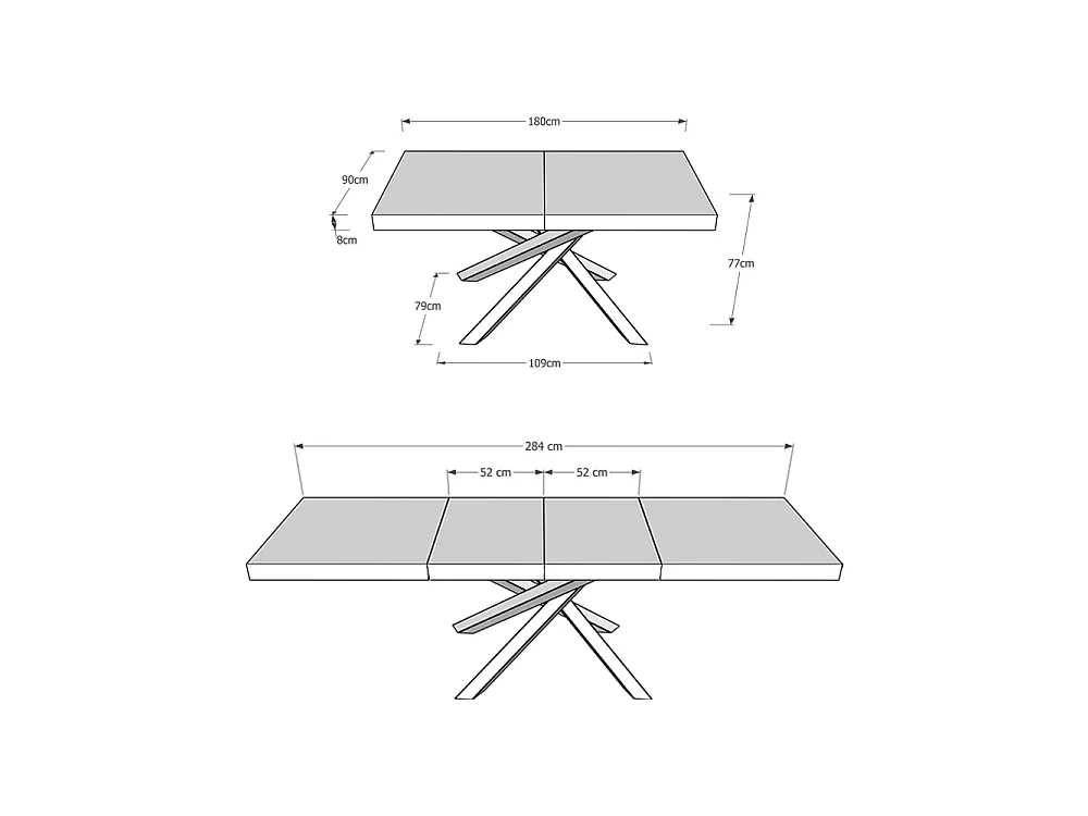 Table extensible 180/284x90 cm Volantis Premium chêne nature pieds multicolore 4/A