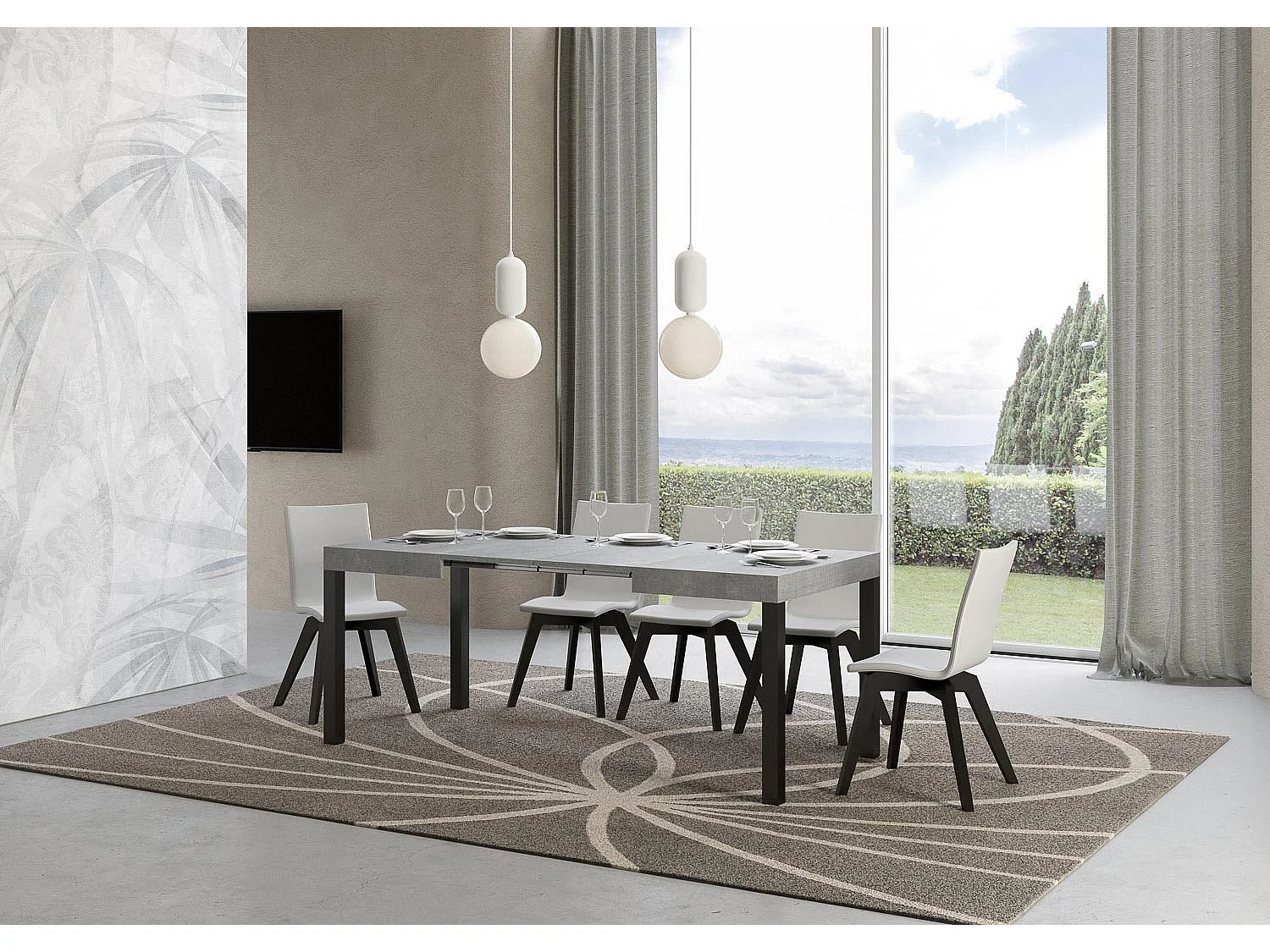 Udtræksbord 80x120/204 cm Everyday Cement stel Antracit