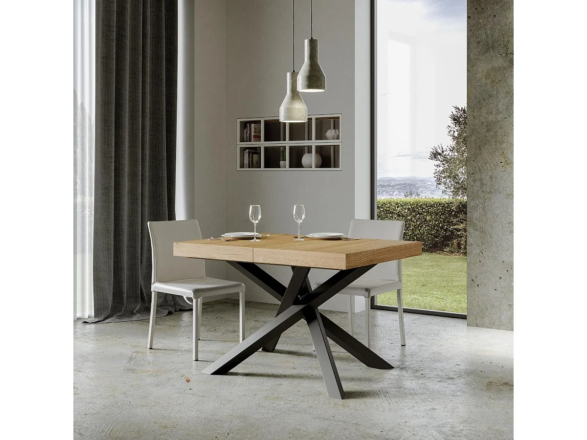 Table extensible 130/234x90 cm Volantis Premium chêne nature pieds anthracite