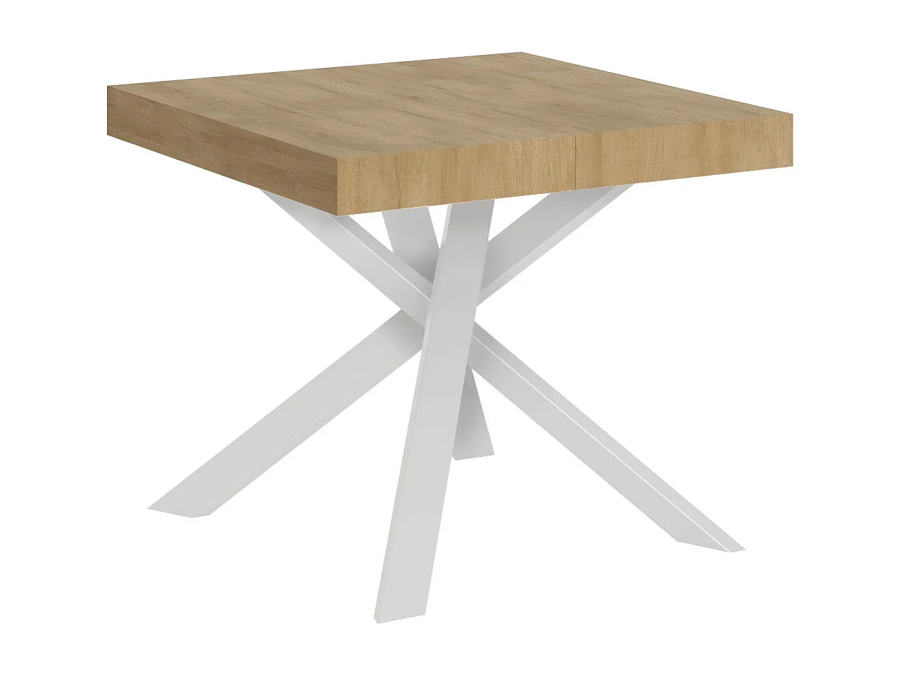 Ausziehtisch 90/194x90 cm Clerk Eiche Natur Tischbeine Weiß