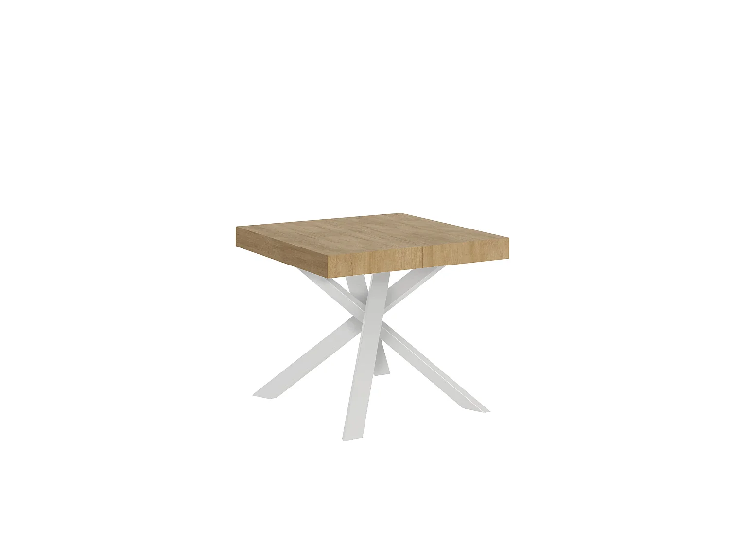 Ausziehtisch 90/194x90 cm Clerk Eiche Natur Tischbeine Weiß