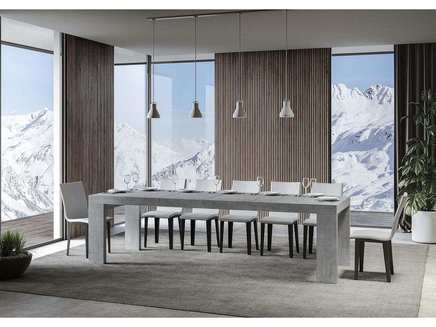 Table extensible 180/284x90 cm Roxell Premium gris béton