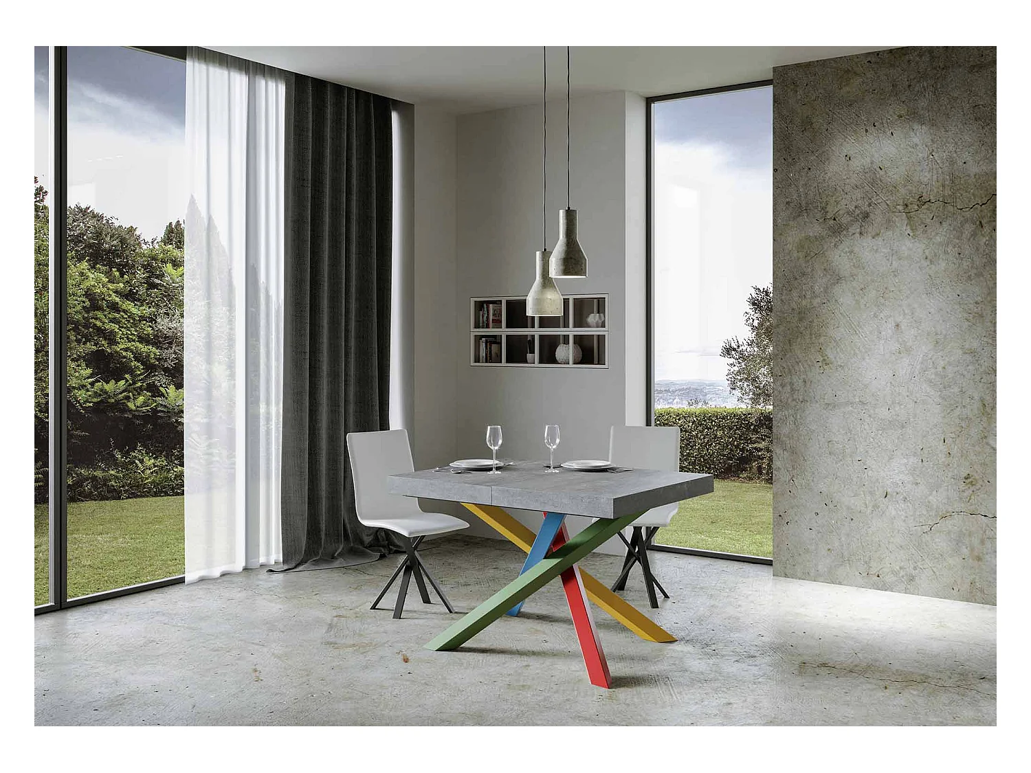 Table extensible 90x130/234 cm Volantis Premium Gris Béton cadre 4/B