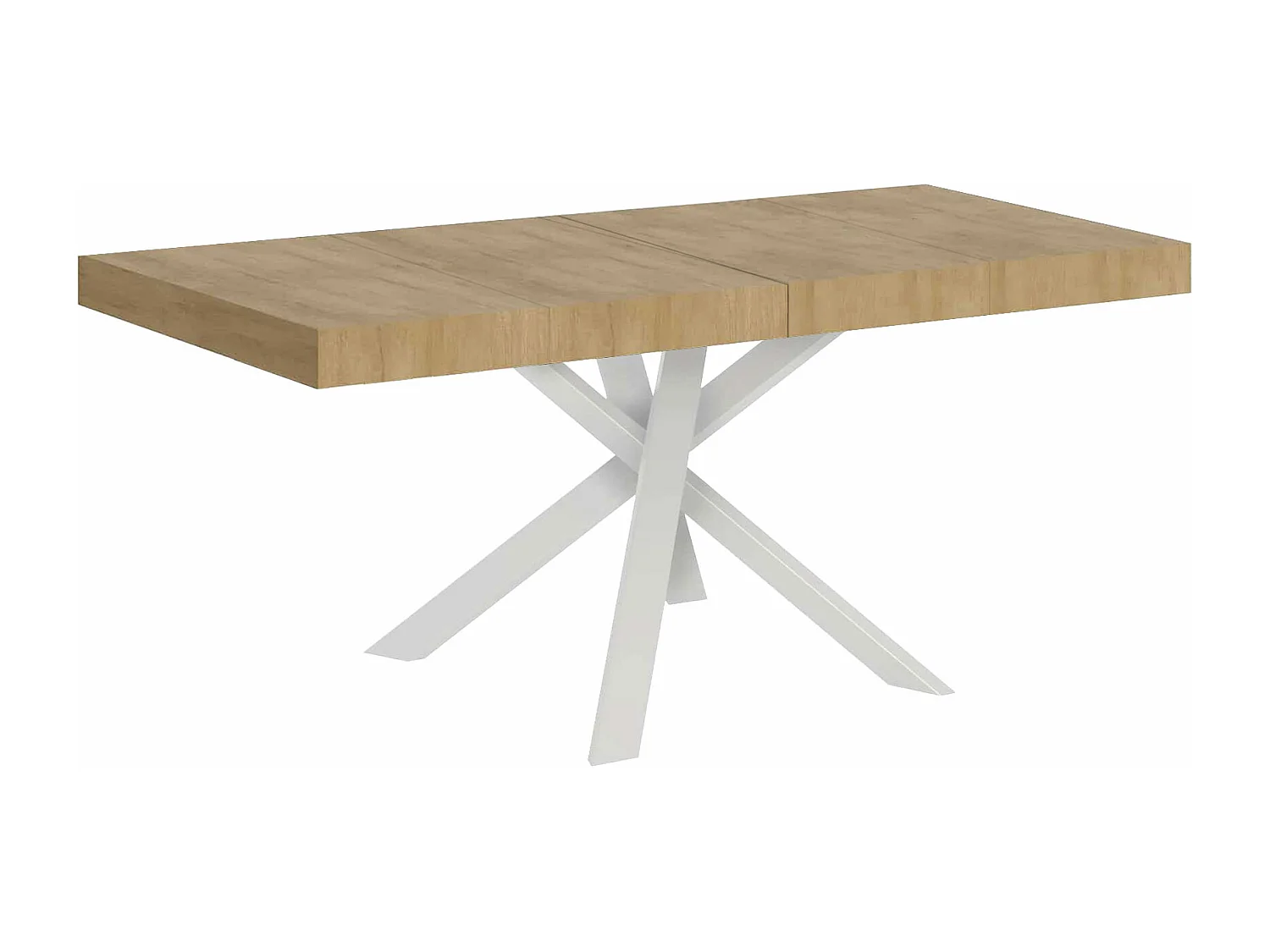 Mesa extensible 90x90/194 cm Clerk Premium Tapa Roble Natural - Patas Blancas
