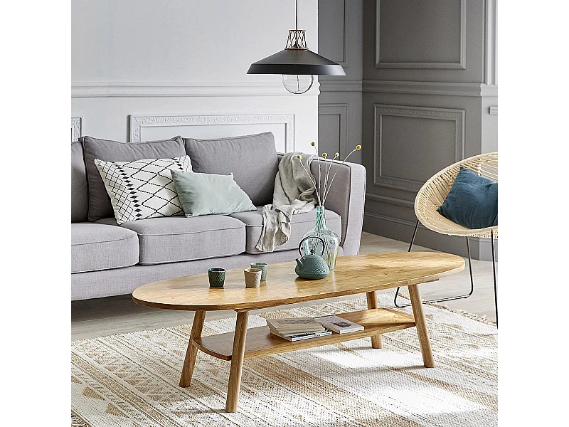 Mesa de centro de madera de mindi maciza