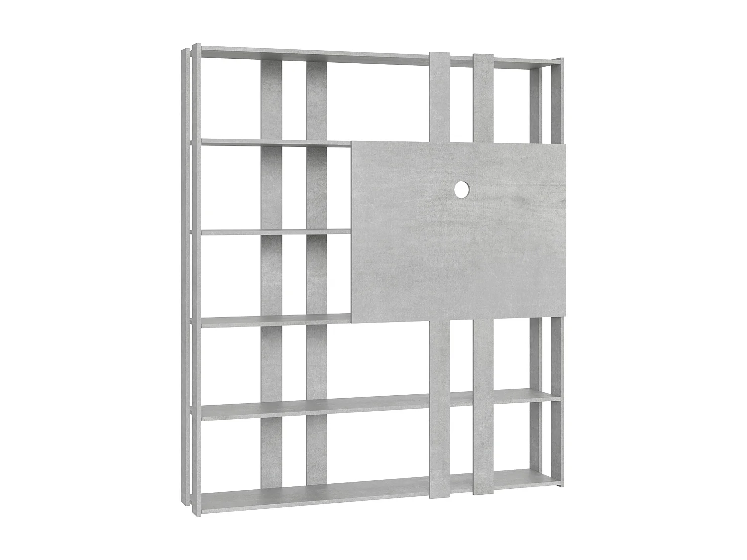 Estante aberta Kato N com painel de suporte de TV de concreto