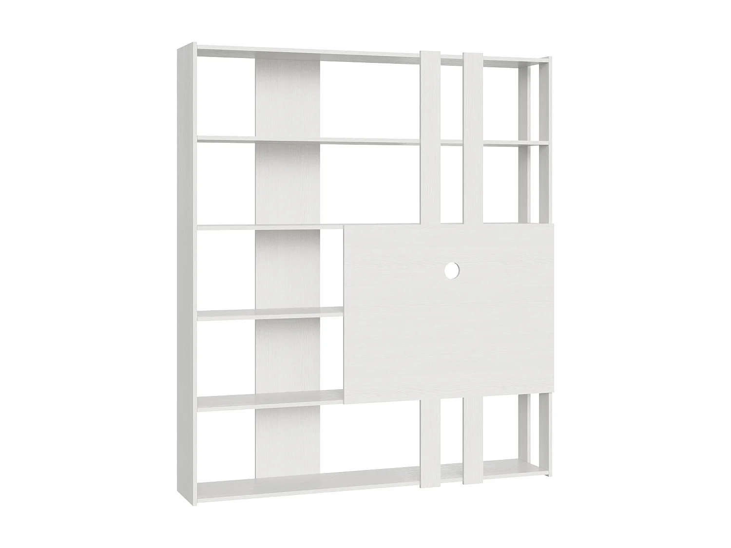 Kato M åben reol med TV-panel i hvid ask