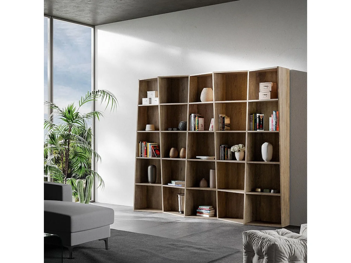 Moderne boekenkast Trek 5-modules Cement