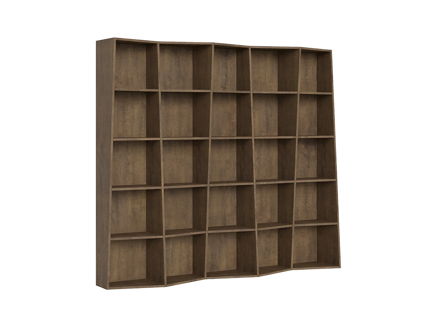 Brika ongestructureerde moderne houten boekenkast-Kleur Bruin-Breedte 227 cm