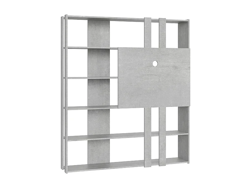 Bibliothèque avec support TV Kato L gris béton