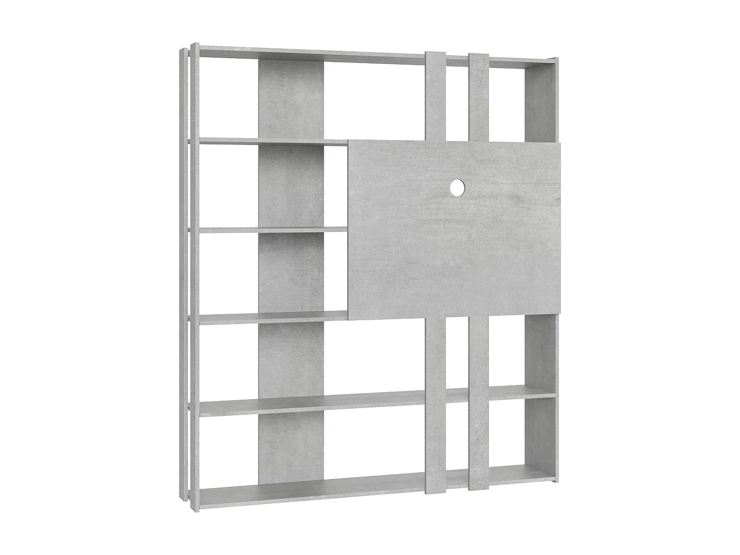 Bücherregal Kato L mit TV-Paneel Zement