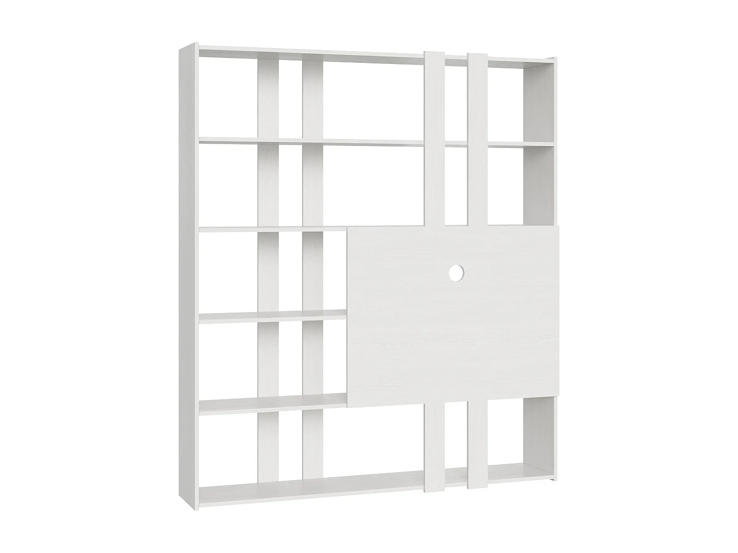 Bücherregal Kato H mit TV-Paneel Esche weiß