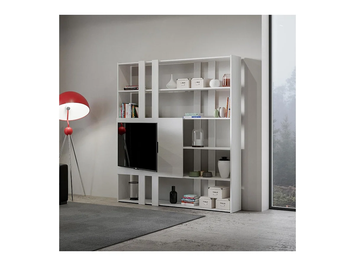 Bibliothèque avec support TV Kato H frêne blanc