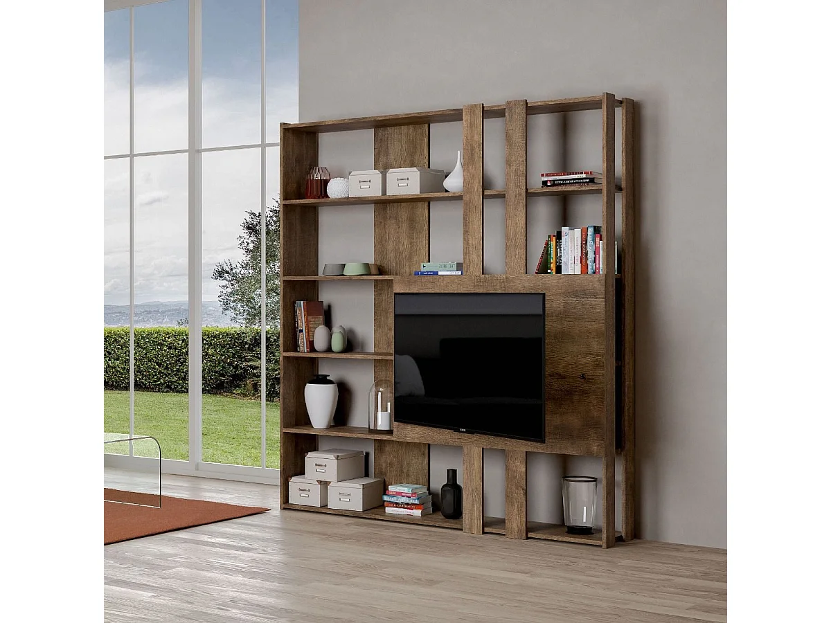 Estantería Kato M con soporte TV nogal