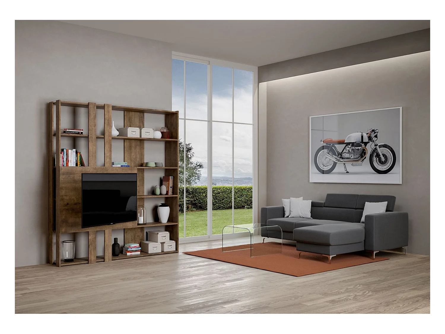 Bibliothèque avec support TV Kato M noyer