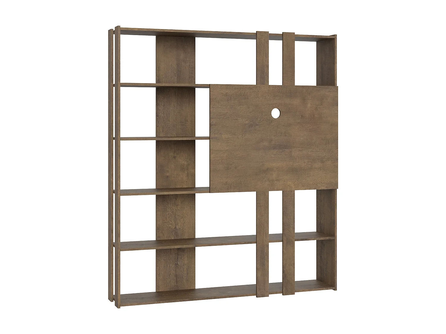 Bibliothèque ouverte Kato L avec panneau de meuble TV en noyer