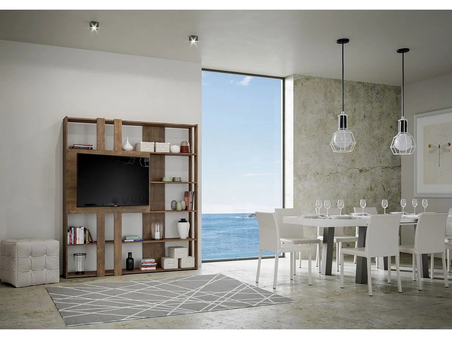 Bibliothèque avec support TV Kato L noyer