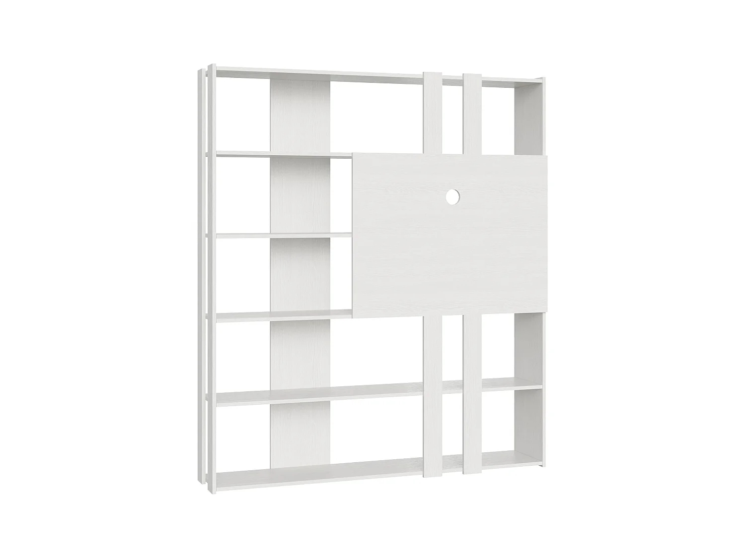 Bibliothèque avec support TV Kato L frêne blanc