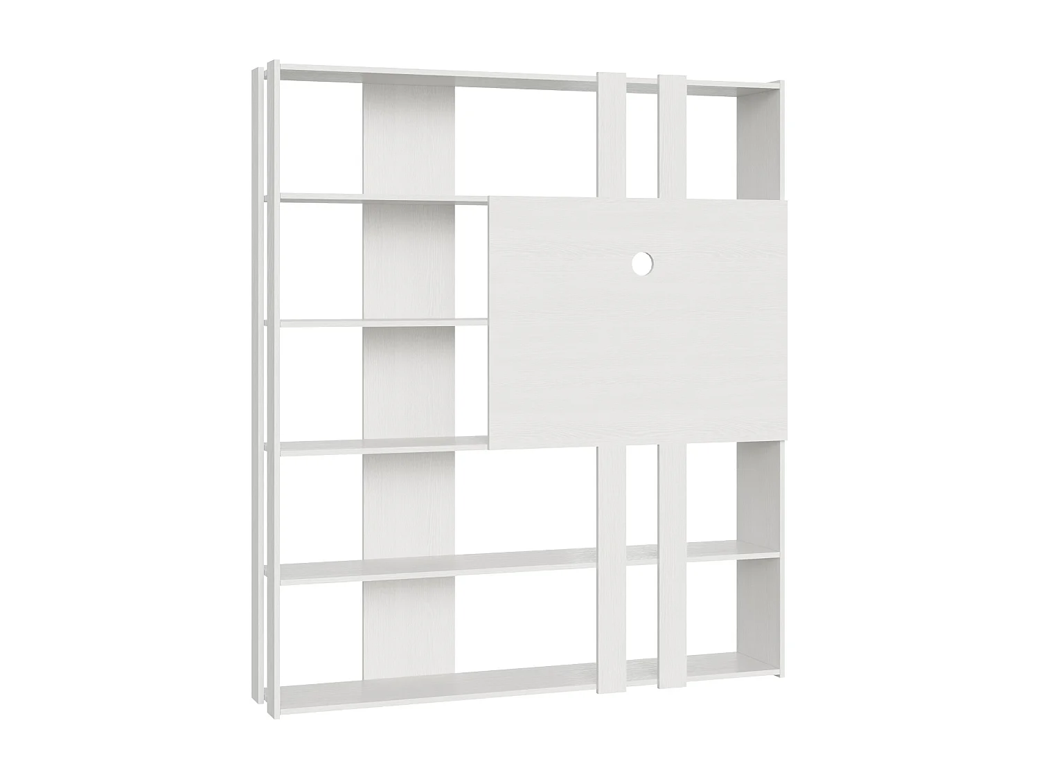 Bücherregal Kato L mit TV-Paneel Esche weiß