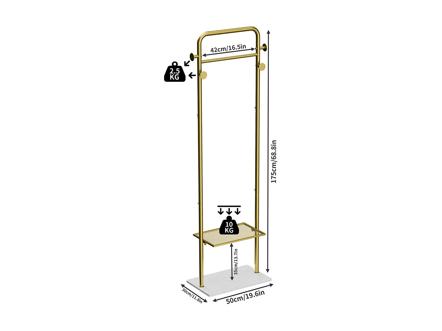 Garderobenständer für Schlafzimmer Metall Kleiderständer für Wohnzimmer Garderobe 50x30x175cm 50x30x175cm