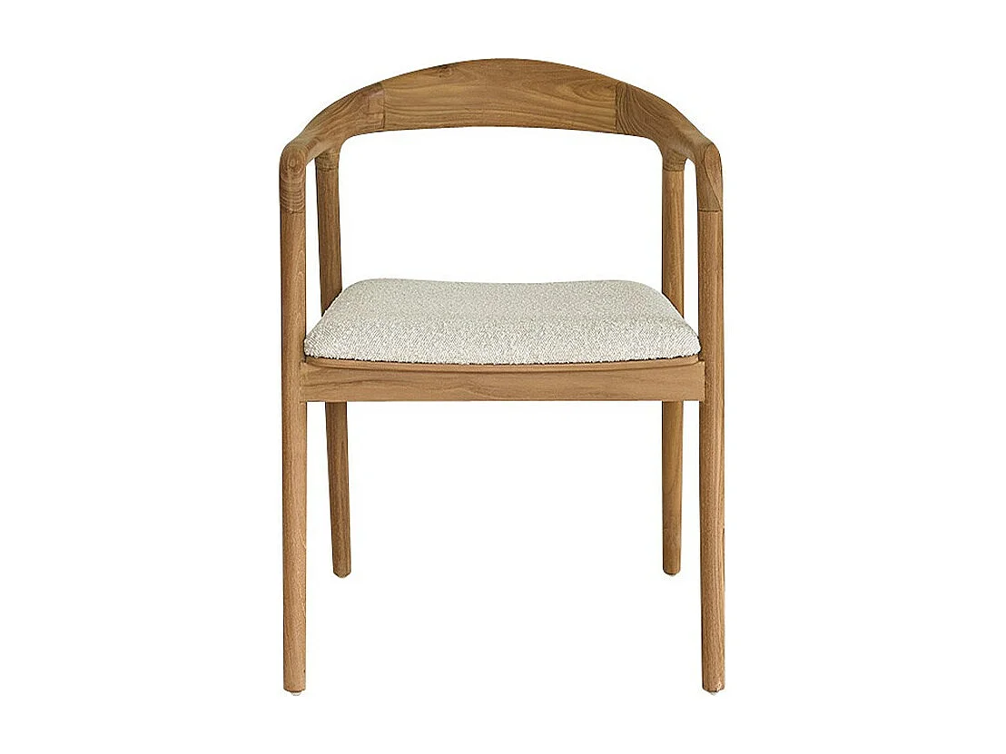 Sedia in teak massello con seduta bouclé