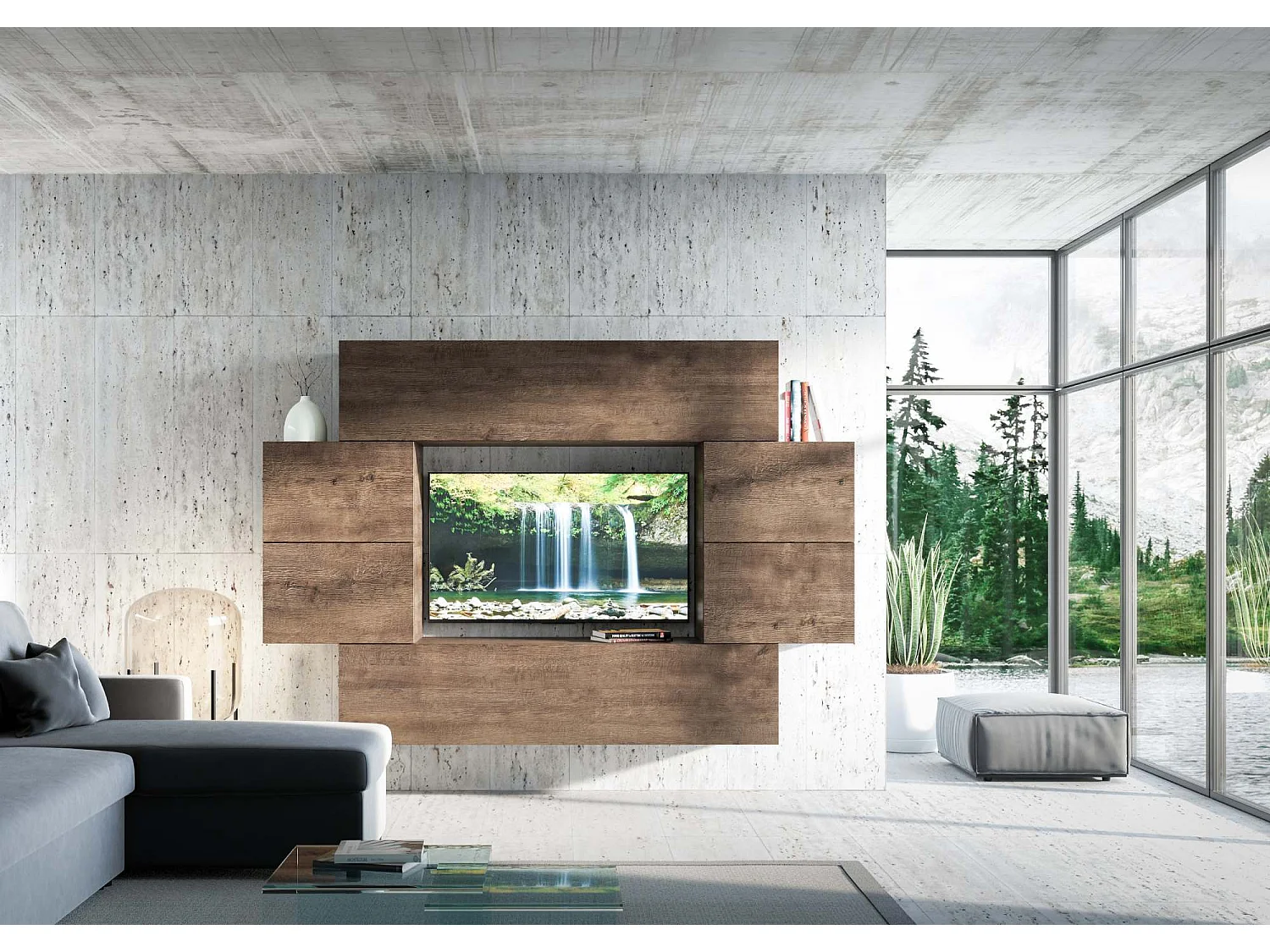 Composizione parete soggiorno A07 L.234 H.160 P.39,2