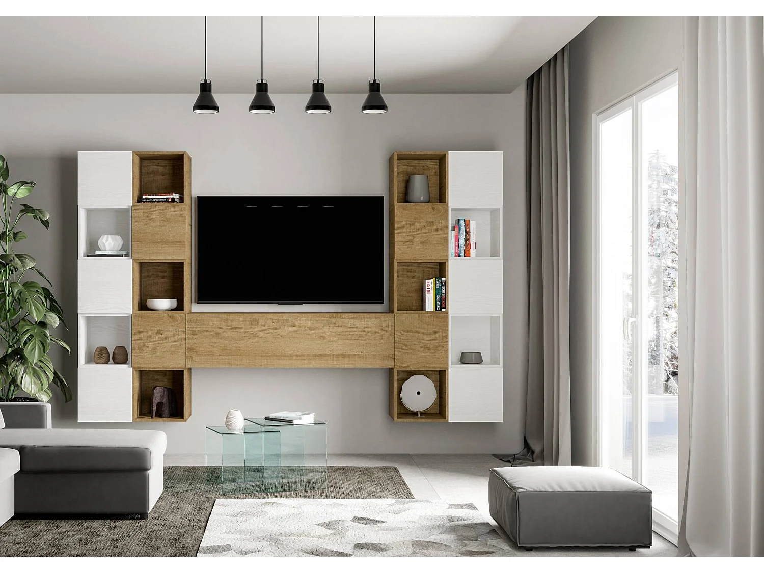 Composition murale salon A109 L.314 H.200 P.39.2