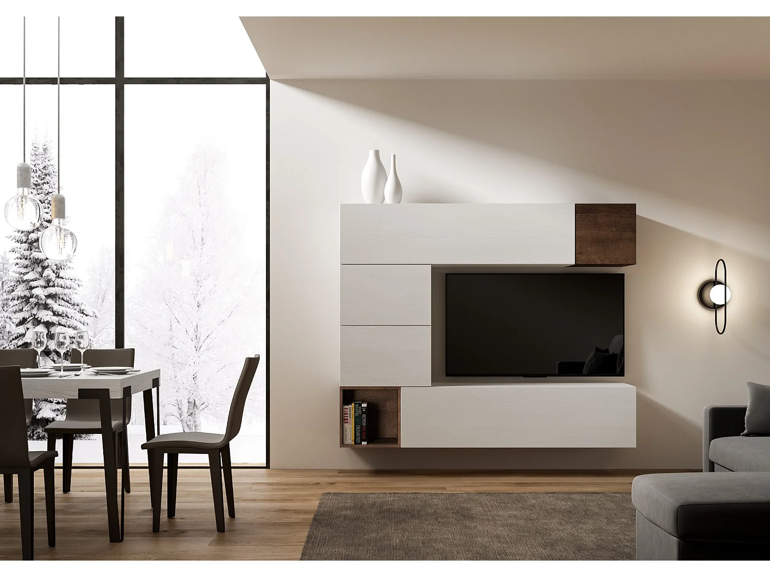 Zusammensetzung der Wohnzimmerwand H11 L.194 H.160 T.39,2