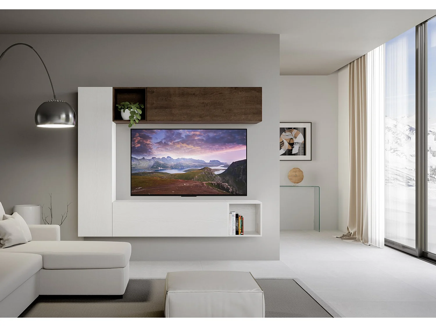 Composition murale salon H114 L.214 H.173.6 P.39.2