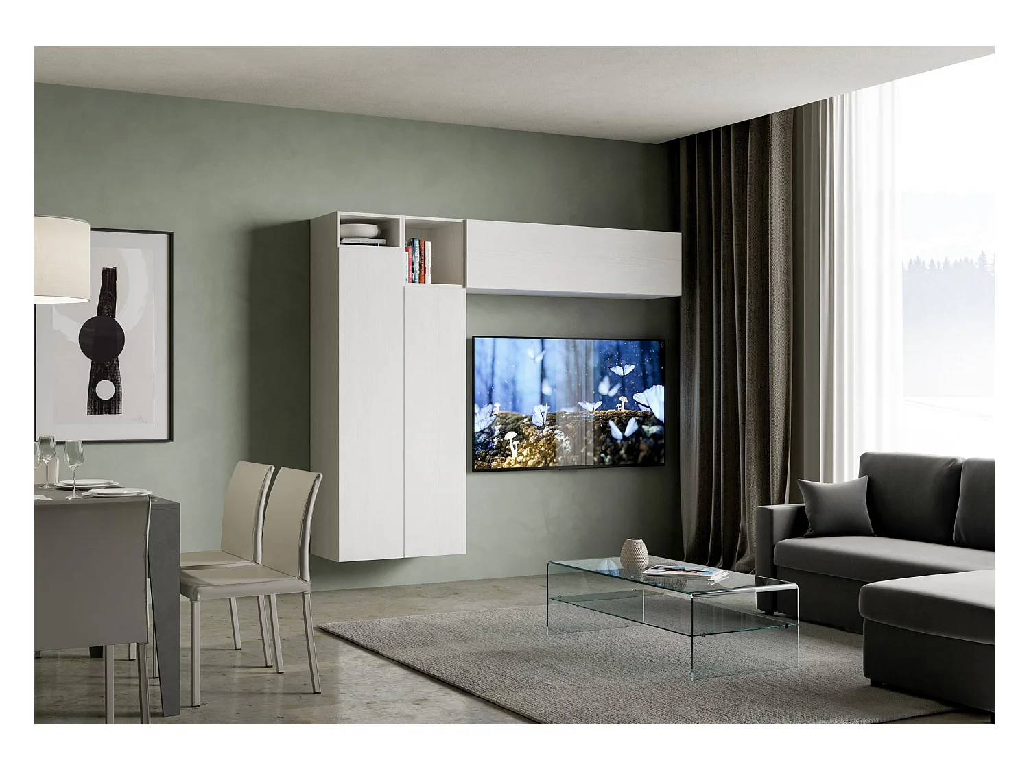 Composition murale salon A21B L.234 H.194 P.39.2 En option Bibliothèque h.30 94 €