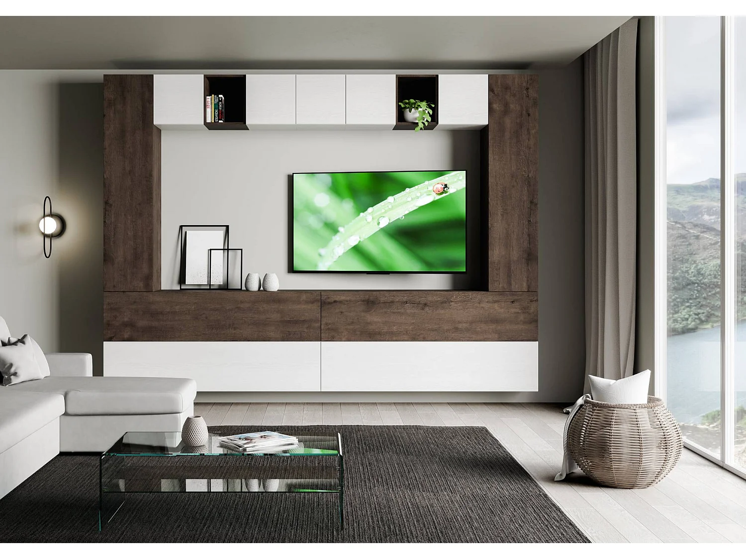 Composition murale salon H105 L.348 H.254 P.39.2