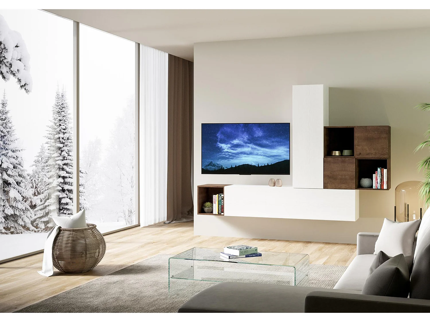 Composição da parede da sala A48 L.254 H.173.6 P.39.2