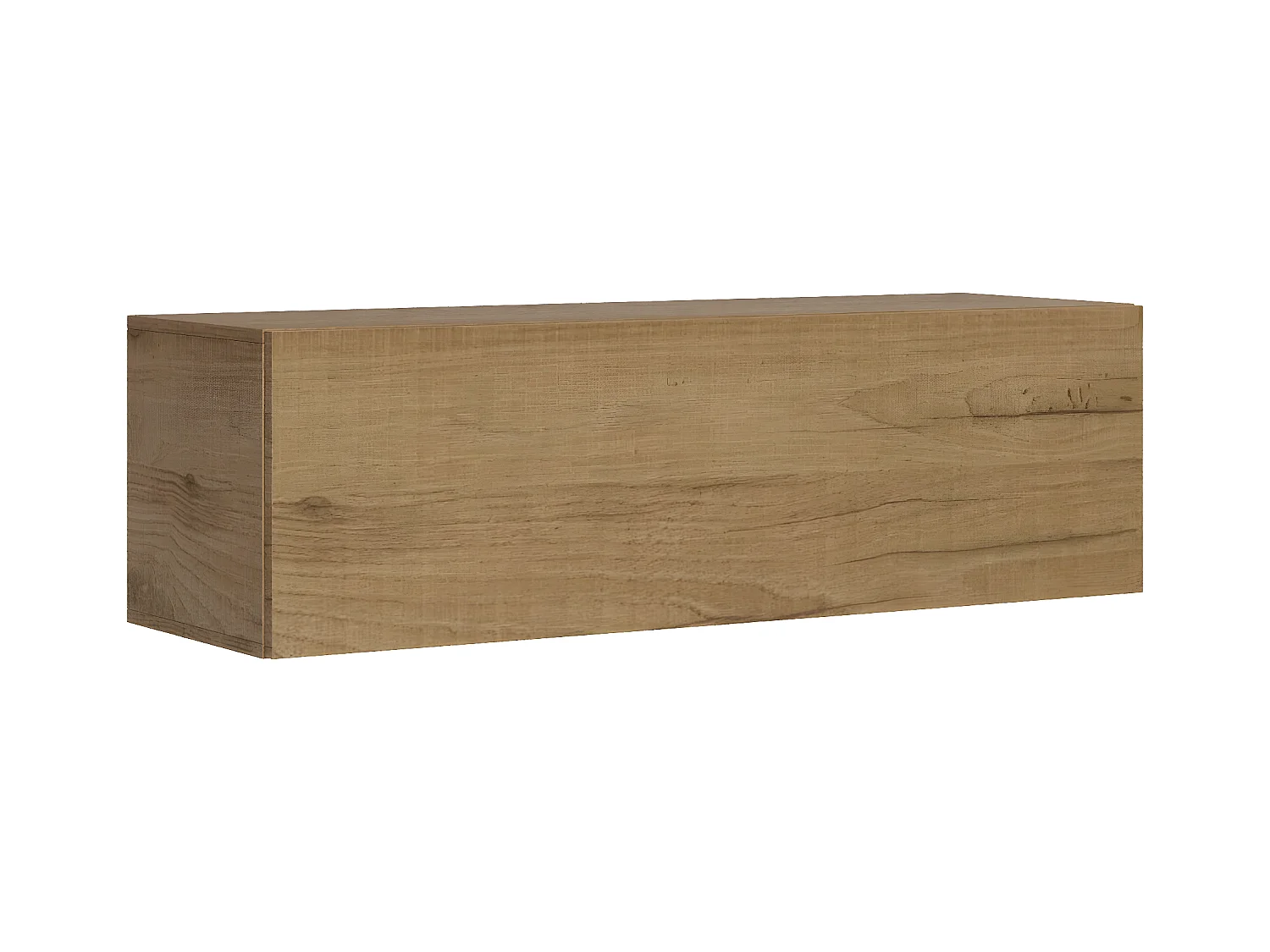 Mueble de TV de pared abatible con paso de cables, ancho 133,6 cm, alto 40 cm, profundidad 39,2 cm, roble natural