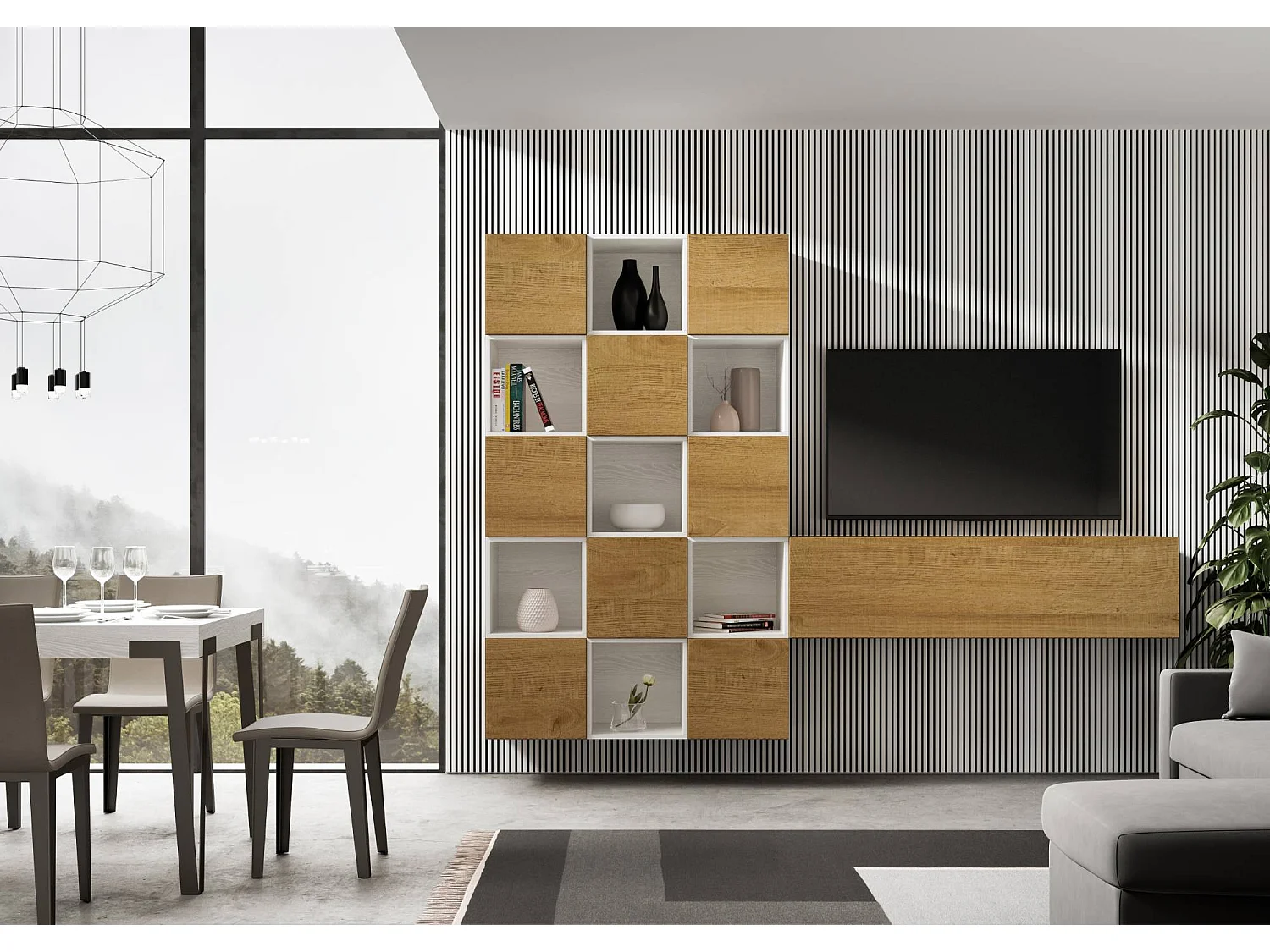 Composition murale salon A101 L.274 H.200 P.39.2