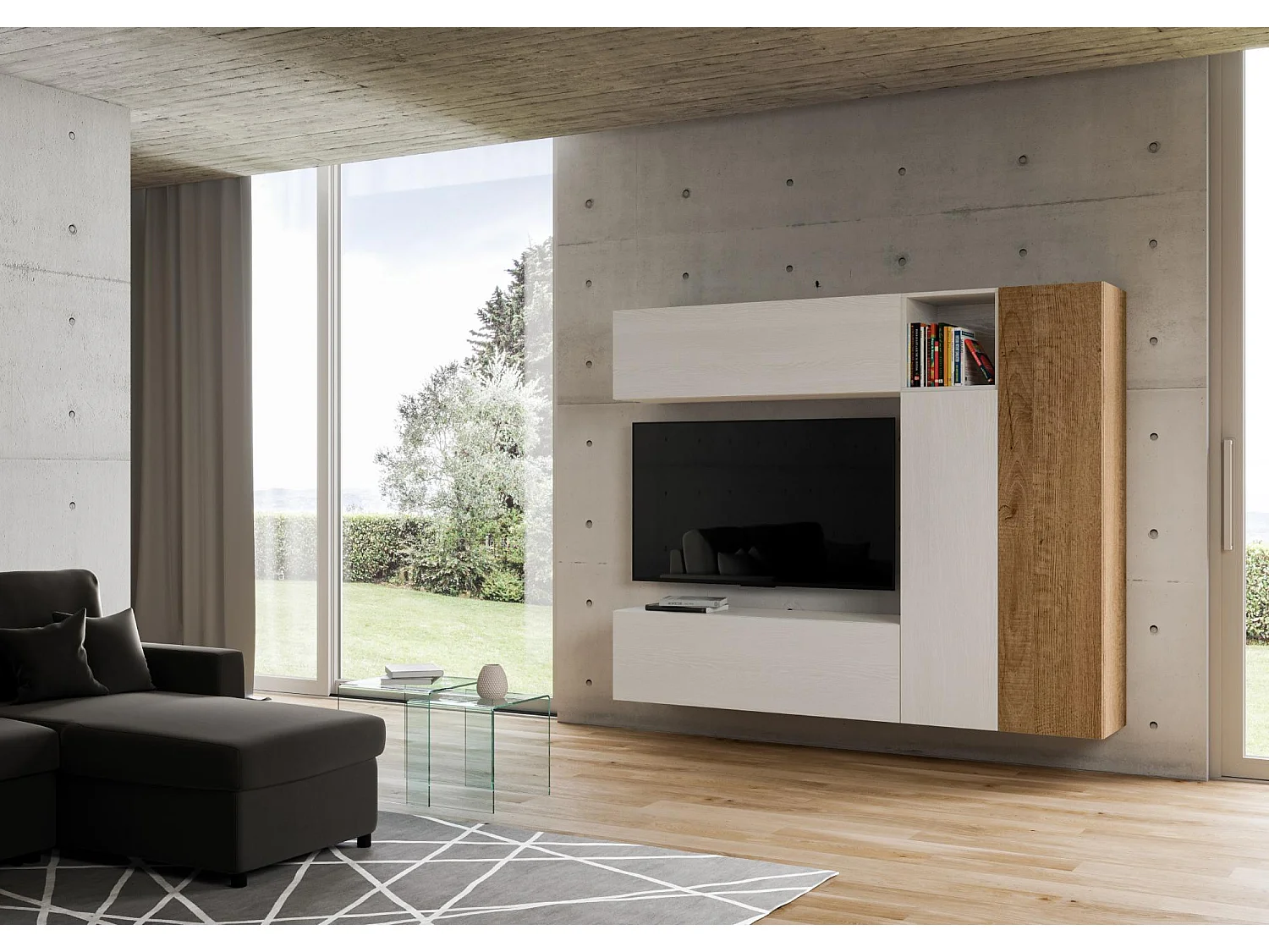 Composition murale salon H18 L.214 H.173.6 P.39.2