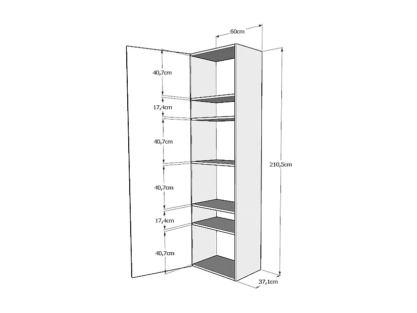 Piètement colonne sur pied L.60 H.210.3 P.39.2 gauche-droite Chêne naturel