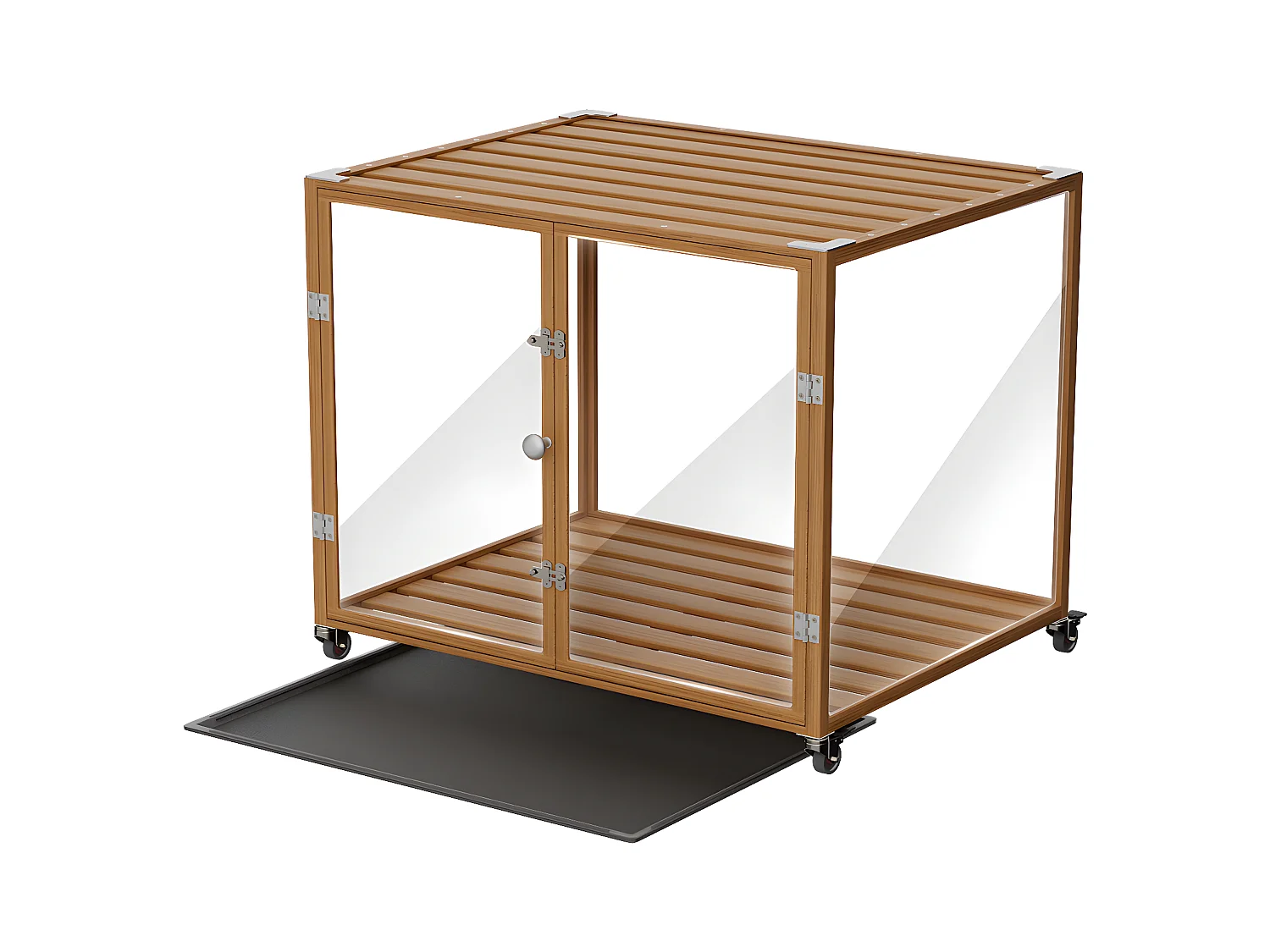 Cage pour chien intérieur avec roulette, 106x68.5x82cm caisse pour chiens grande taille, cadre en alliage d'aluminium 106x68.5x82cm