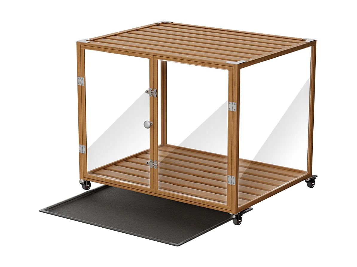 Cage pour chien intérieur avec roulette, 76x58.5x66.5cm caisse pour chiens de taille petite et moyenne 76x58.5x66.5cm
