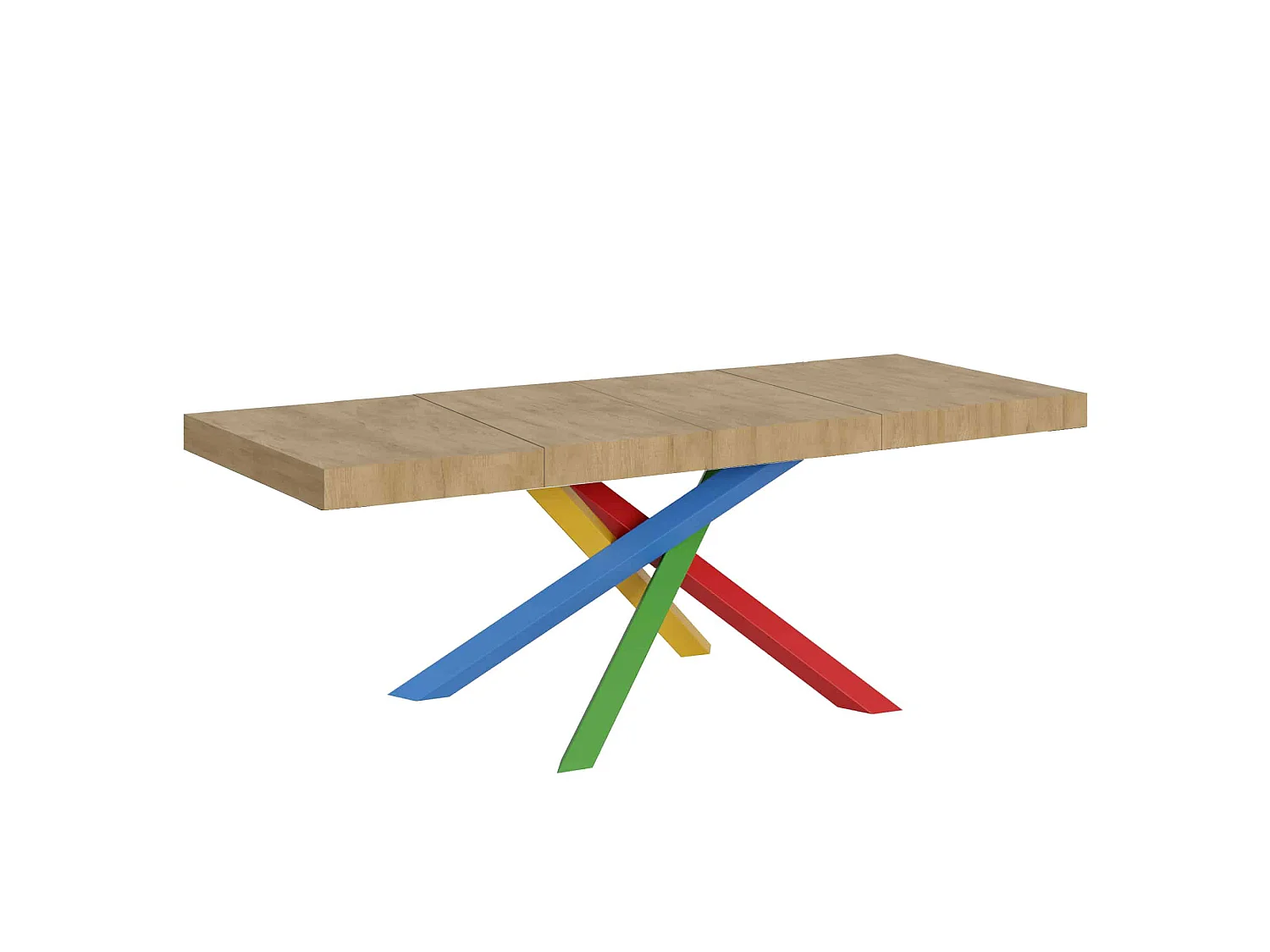 Table extensible 180/284x90 cm Volantis Premium chêne nature pieds multicolore 4/B