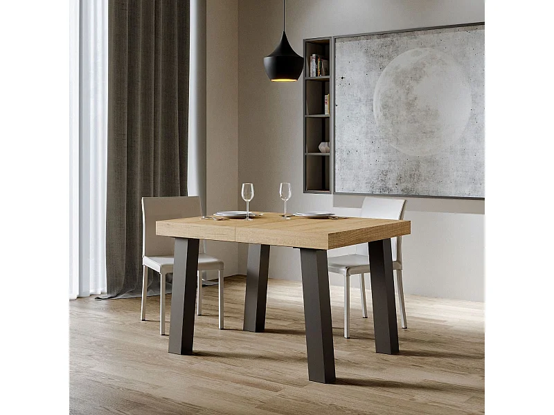 Uitschuifbare tafel 90x120/224 cm Bridge natuur eiken frame antraciet