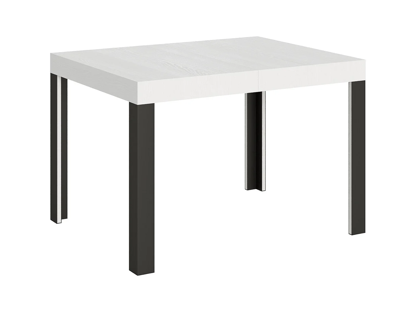 Table extensible 80x120/204 cm Linea Frêne Blanc cadre Anthracite