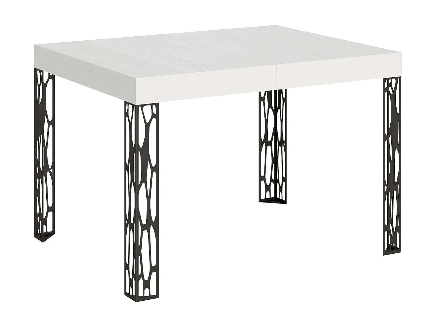 Table extensible 70x110/194 cm Ghibli Frêne Blanc cadre Anthracite