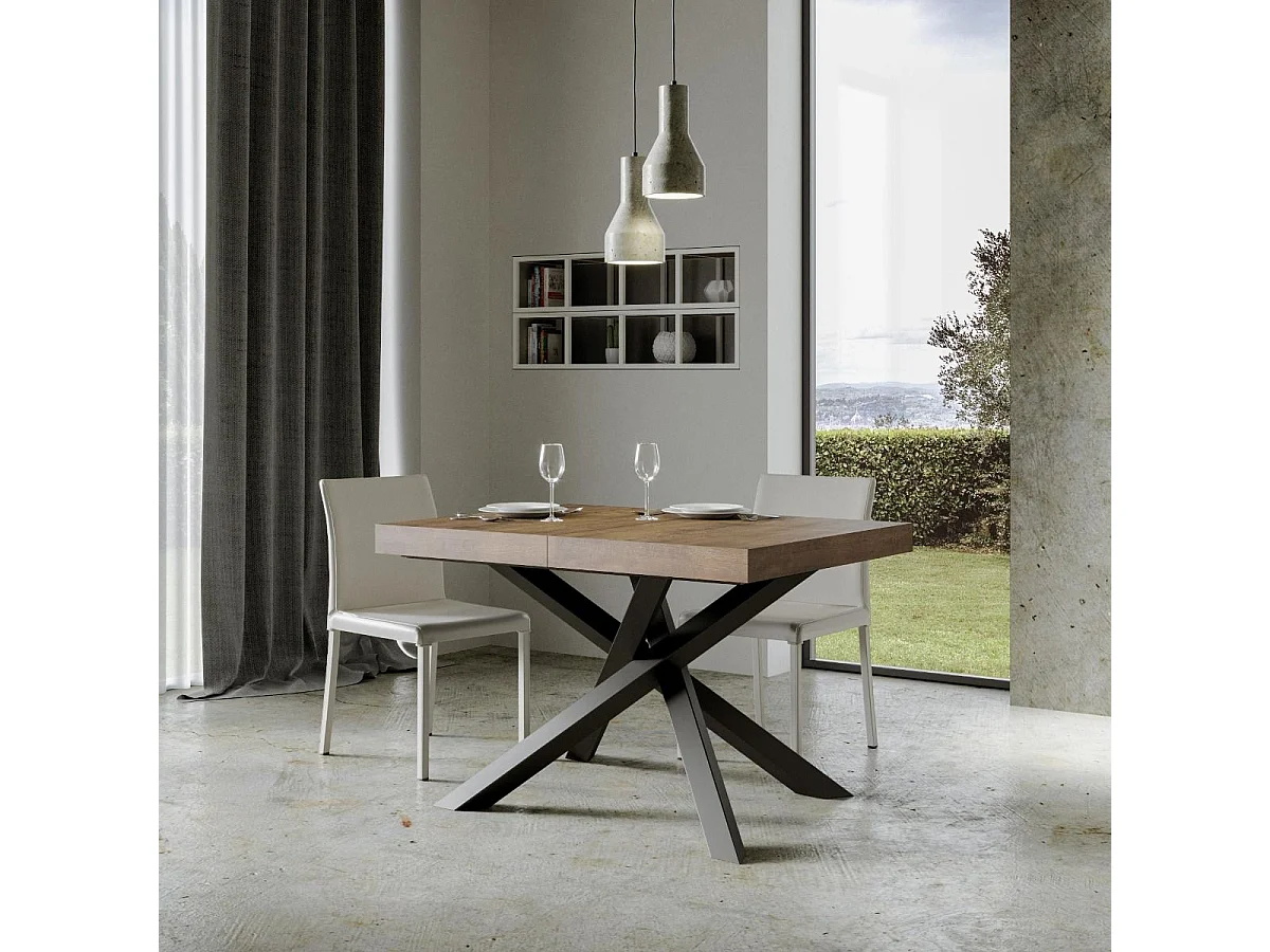 Tavolo allungabile 120/224x90 cm Volantis Premium noce gambe antracite