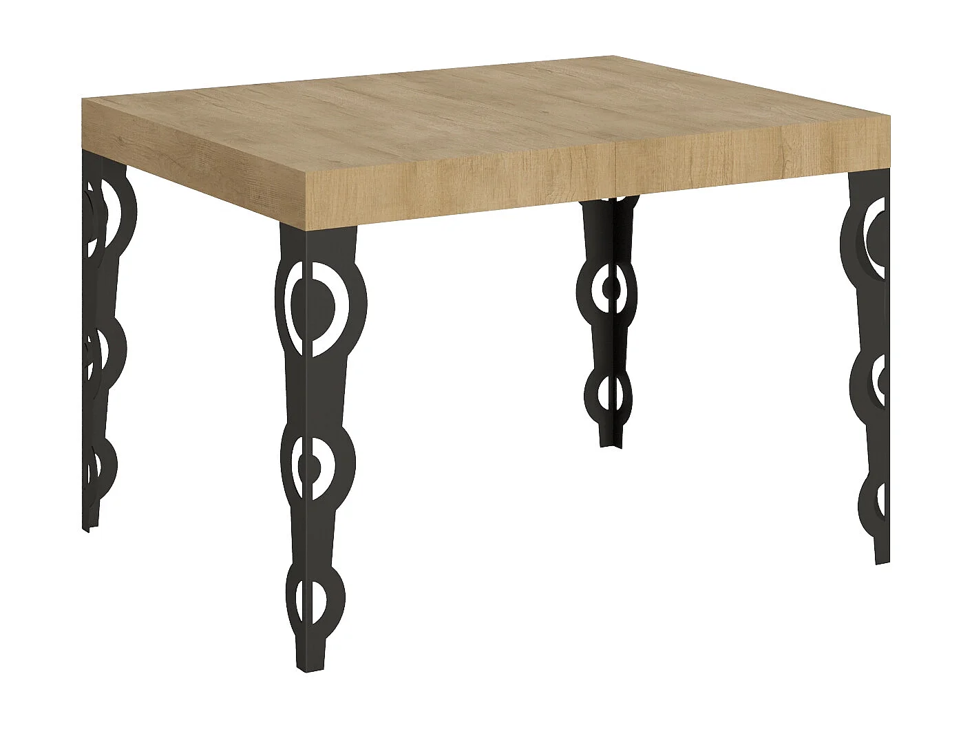 Table extensible 110/194x70 cm Karamay chêne nature pieds anthracite