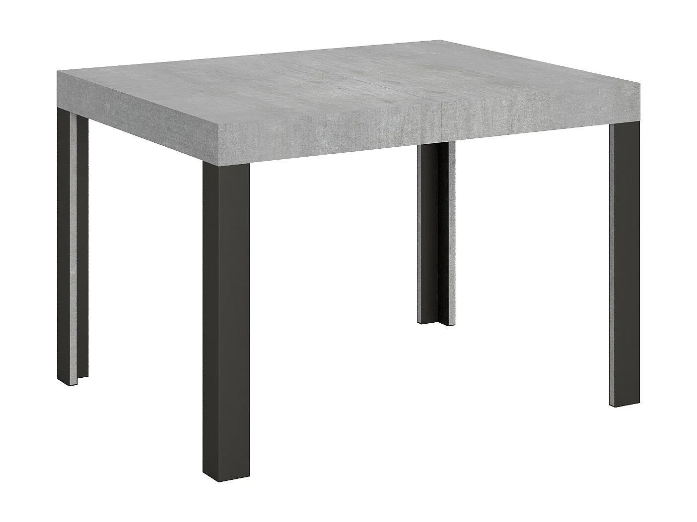 Table extensible 80x120/204 cm Linea Gris Béton cadre Anthracite