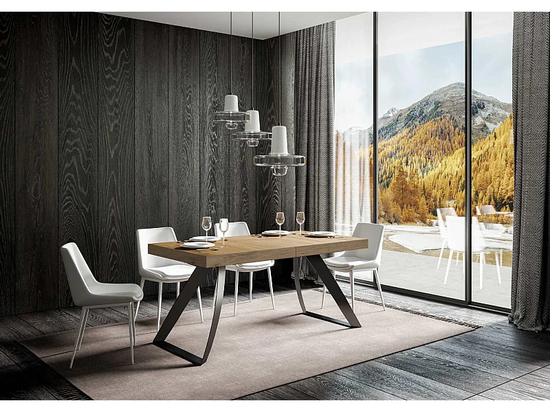 Table extensible 90x160/264 cm Proxy Premium Chêne Nature cadre Anthracite