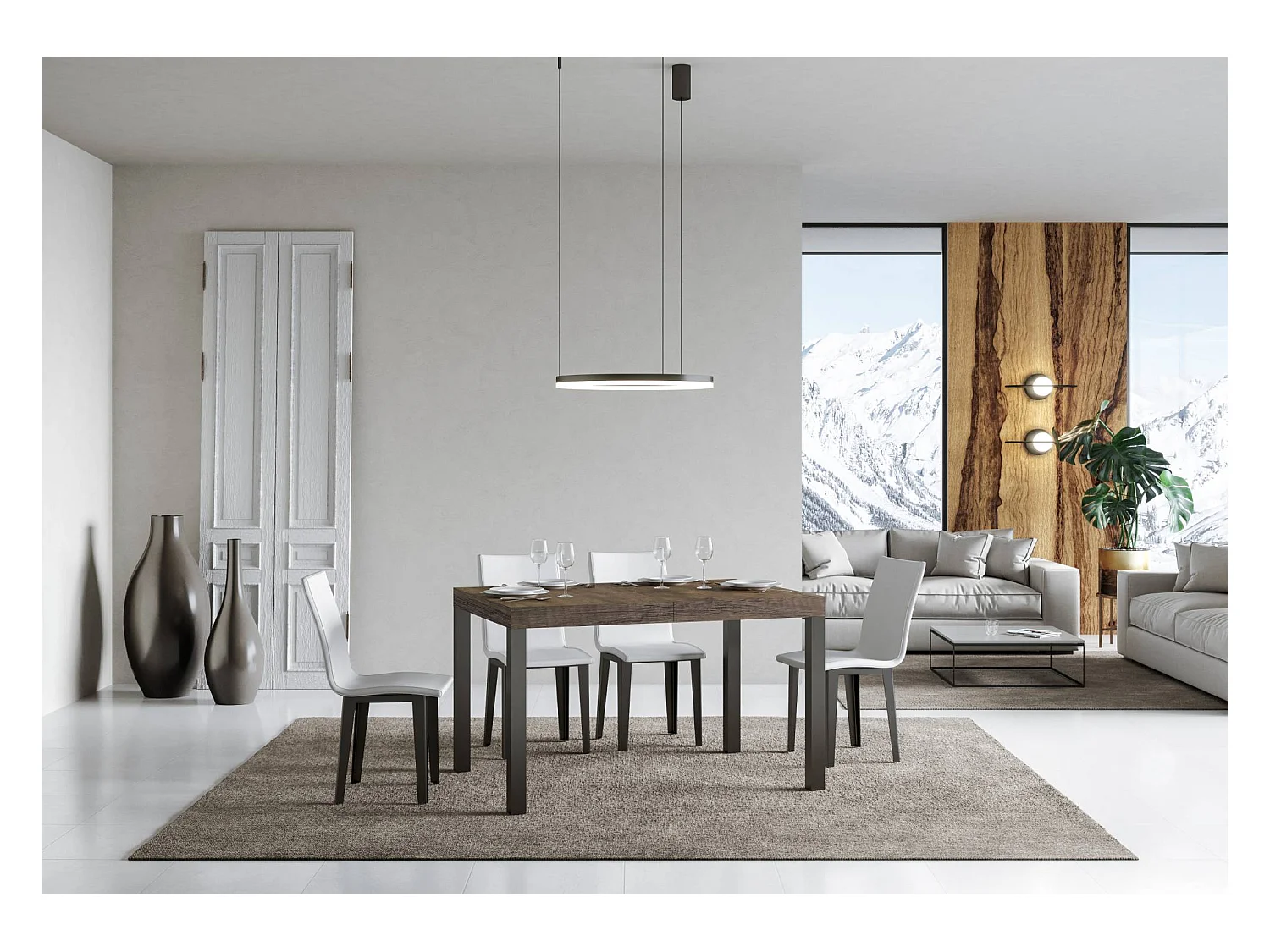 Table extensible 90x130/234 cm Everyday Premium Noyer cadre Anthracite