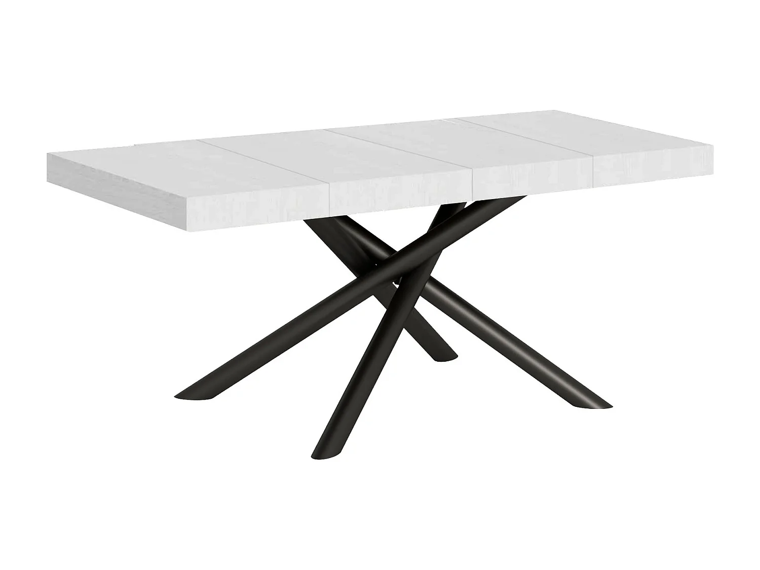 Mesa extensible de diseño con patas redondeadas entrelazadas antracita Zeus-Color Blanco-Alargaderas -Ancho extensible