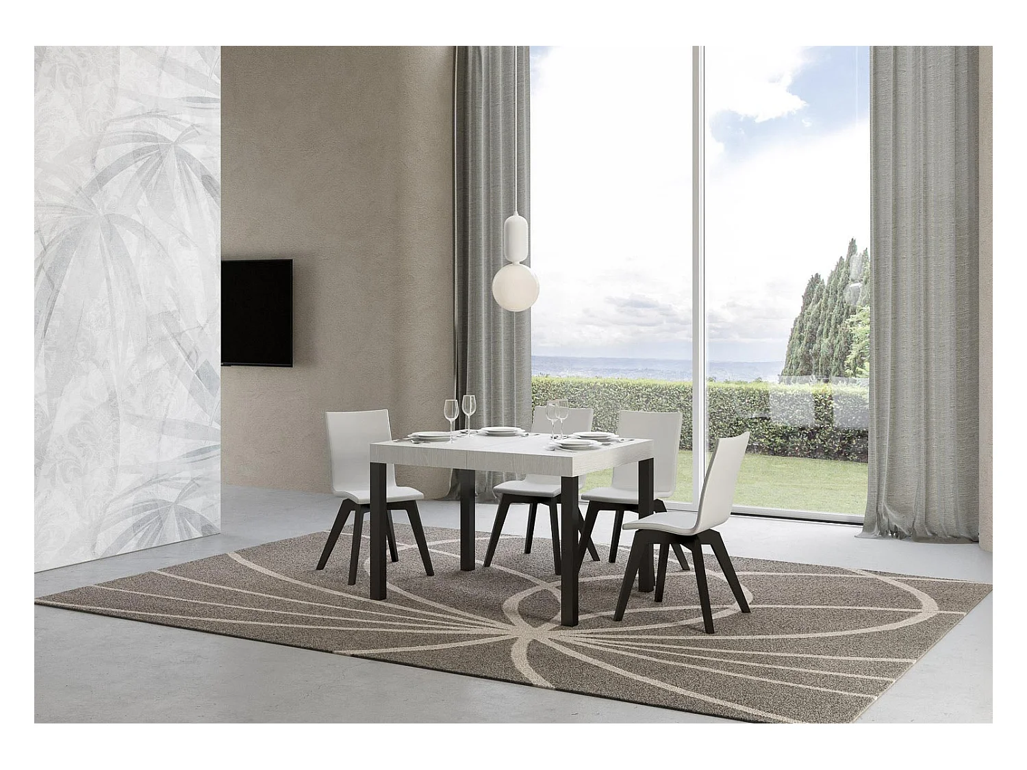 Table extensible 70x110/194 cm Everyday Frêne Blanc cadre Anthracite